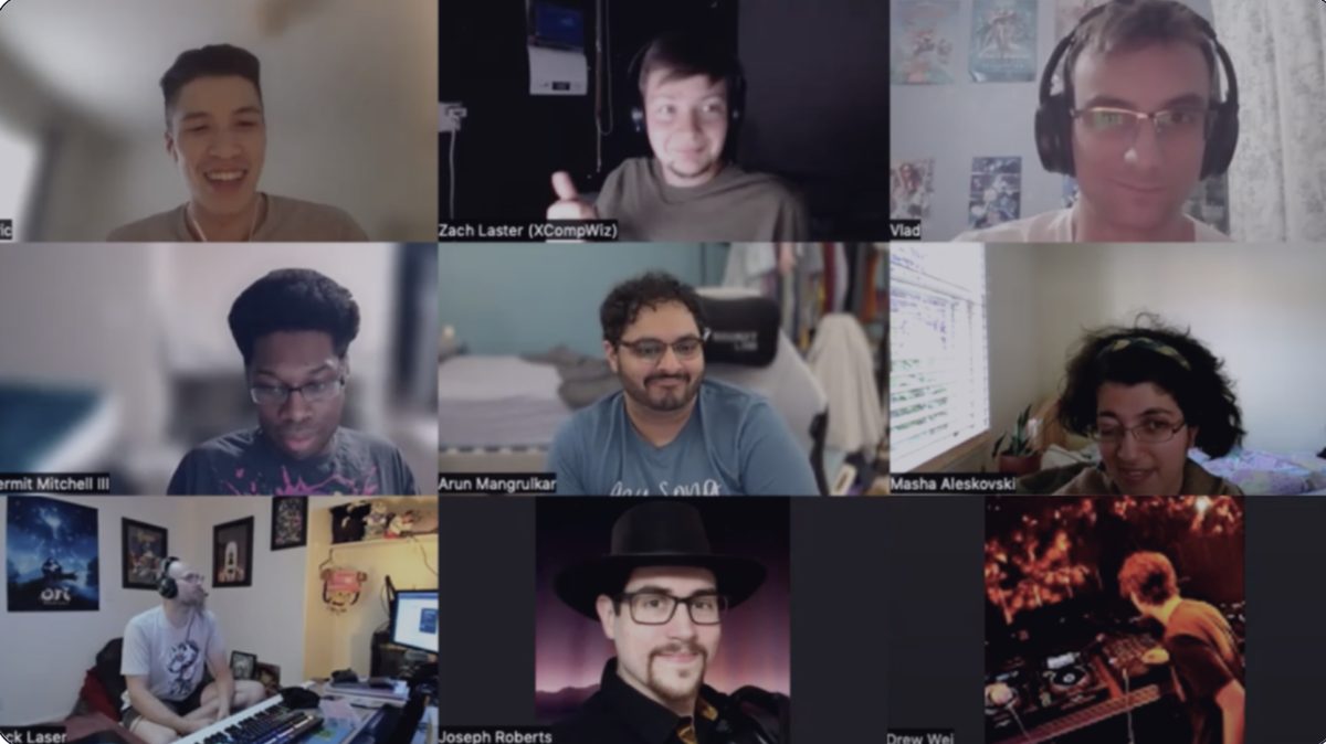 Video Game Music Bootcamp students together on a live class call